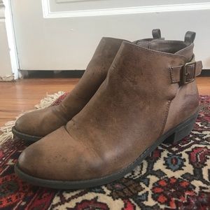 Brown faux leather ankle boots